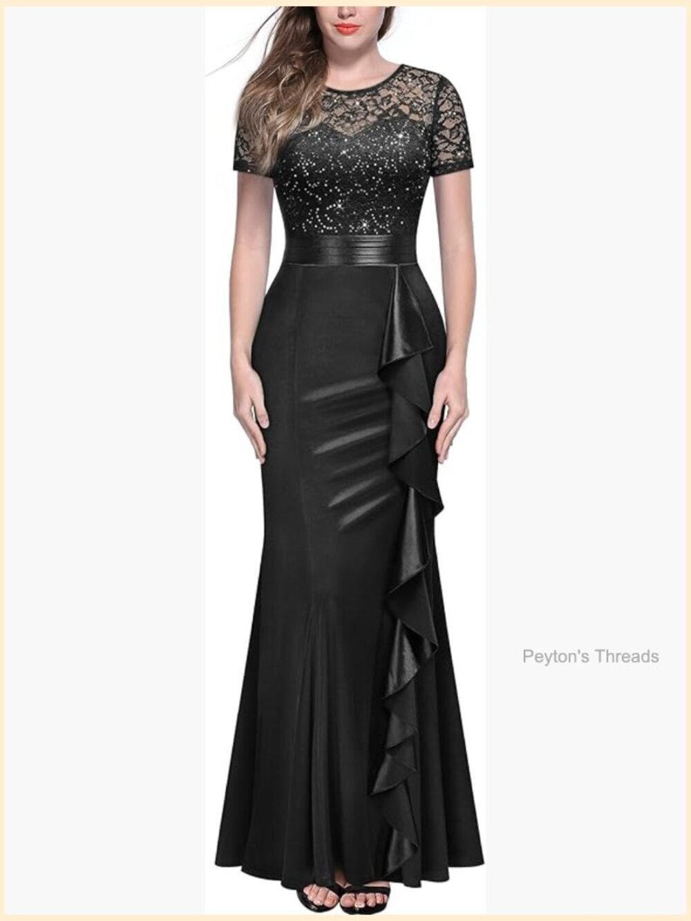 Elegant Long Mermaid Evening Dress with Sequin Lace